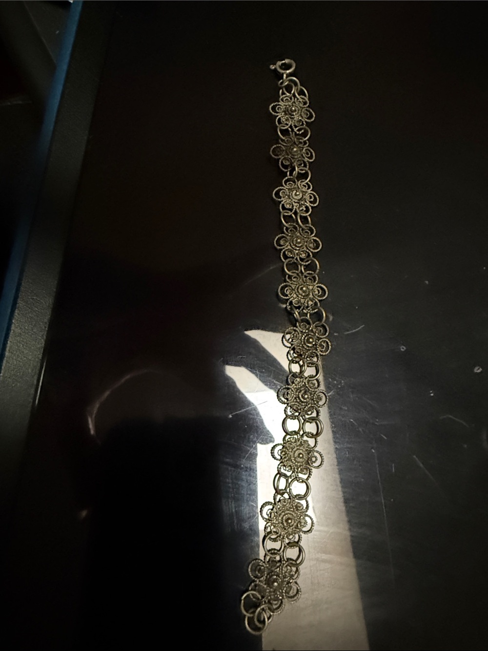 Vintage Delicate Sterling Silver Floral Link Bracelet - Women's Jewelry